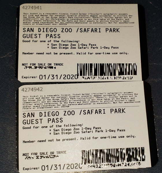 SD Zoo/Safari 1 day admission x2 & 50% off 1 day admission x 2